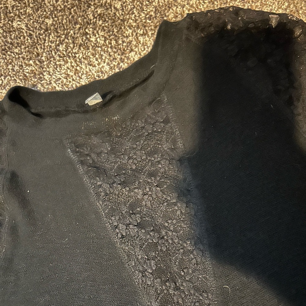 Size M Free People Black Lace Long Sleeve Shirt - Picture 4 of 5